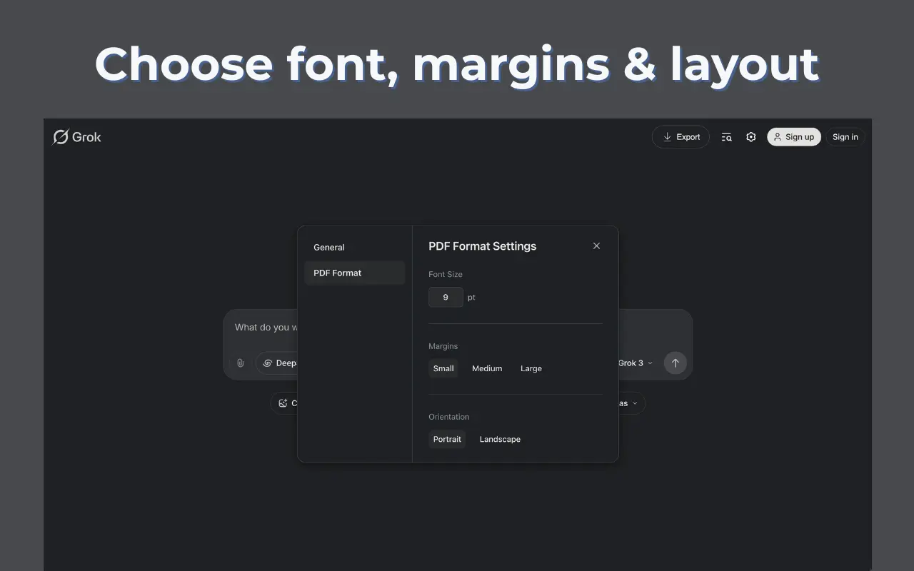 Grok to PDF - Export & Convert Grok Chat to PDF | Free Chrome Extension